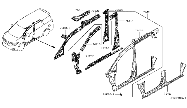 2017 Nissan Quest Body Side Panel Diagram 3