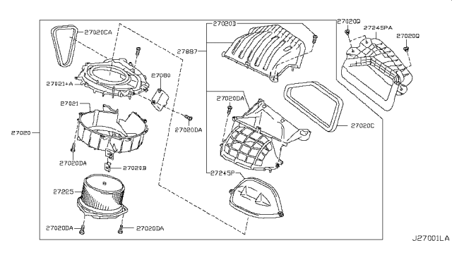 2011 Nissan Quest Door-Intake Blower,Front Diagram for 27886-1JA9A