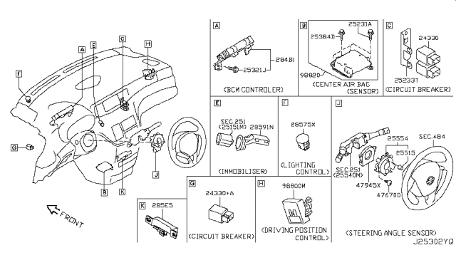 2017 Nissan Quest Control Assembly-Driving Position Diagram for 98800-3GP0A