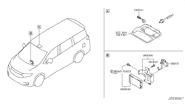 2011 Nissan Quest Antenna, IVCS Diagram for 28212-1JA0A