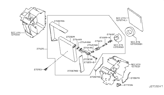 2014 Nissan Quest Evaporator Assy-Cooler Diagram for 27280-1JA0A