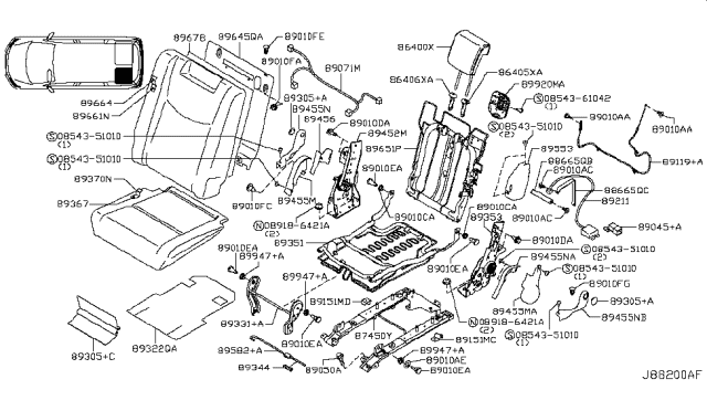 2011 Nissan Quest Roller Assy-Seat,LH Diagram for 89553-1JA0D