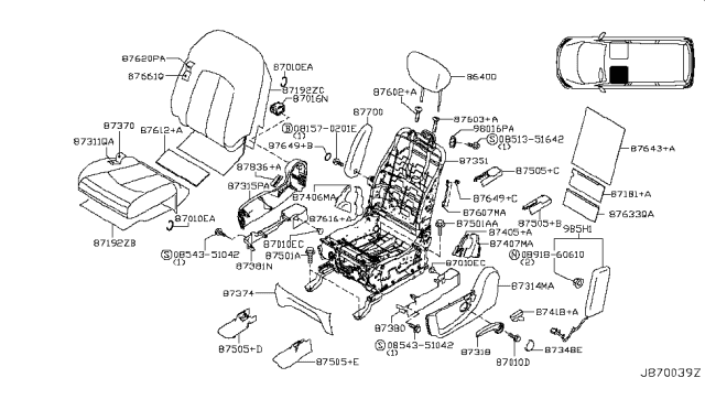 2011 Nissan Quest Front Seat Diagram 1