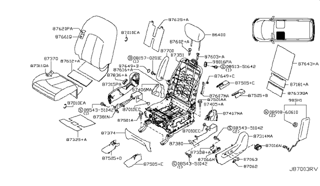 2015 Nissan Quest Front Seat Diagram 3