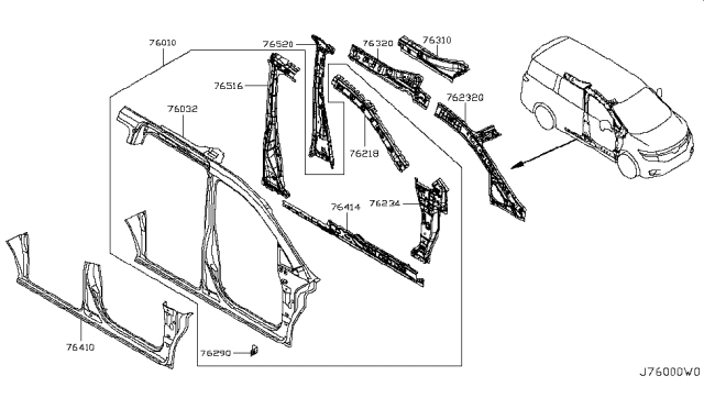 2011 Nissan Quest Body Side Panel Diagram 4