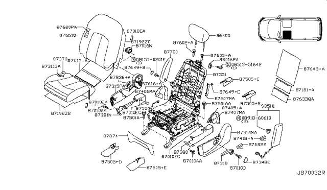 2011 Nissan Quest Cap-Lifter Knob Diagram for 87348-1JC0D