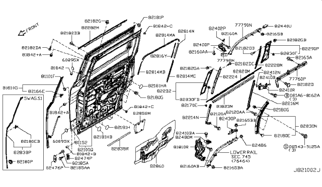 2014 Nissan Quest Protector-Slide Door Roller Diagram for 82886-1JA0C