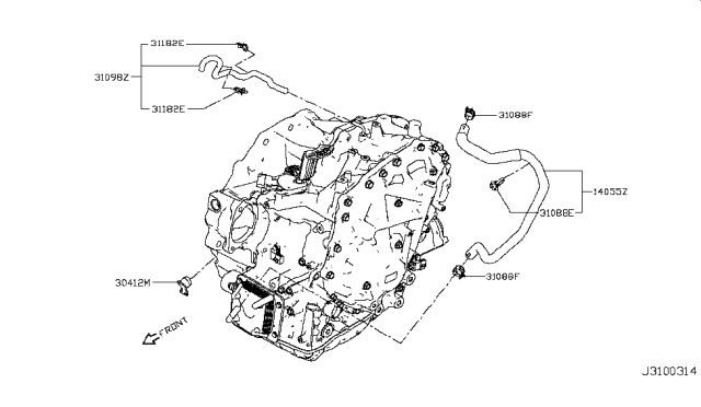 2015 Nissan Quest Auto Transmission,Transaxle & Fitting Diagram 3