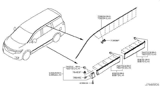 2015 Nissan Quest MOULDING-Slide Door, LH Diagram for 82871-3JW0B