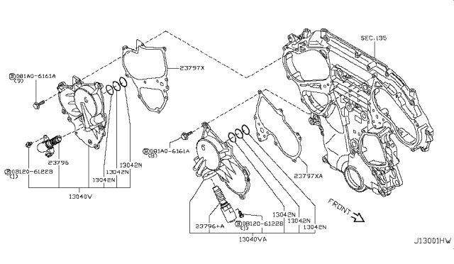 2015 Nissan Quest VTC Cover - PULLEY Kit Diagram for 13040-JA15B