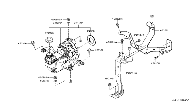 2014 Nissan Quest Seal Kit Oil Diagram for 49128-1JA0A