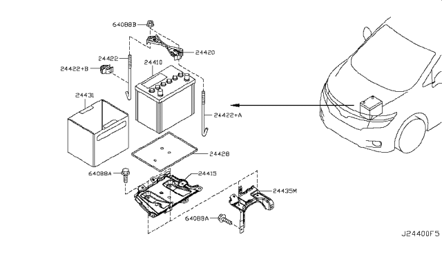 2013 Nissan Quest Battery Diagram for 24410-1MA1A