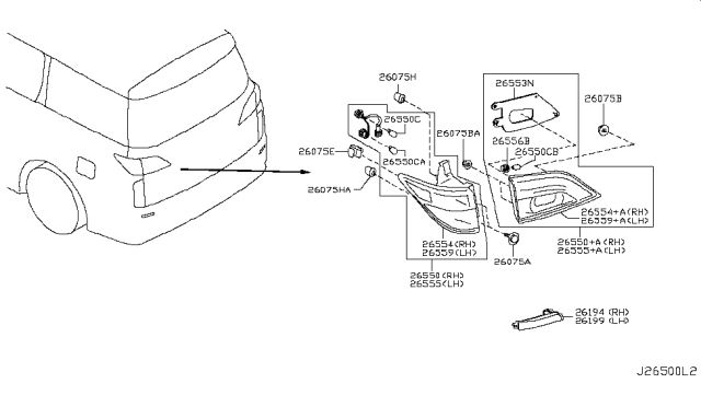 2016 Nissan Quest Bulb Diagram for 26261-89918