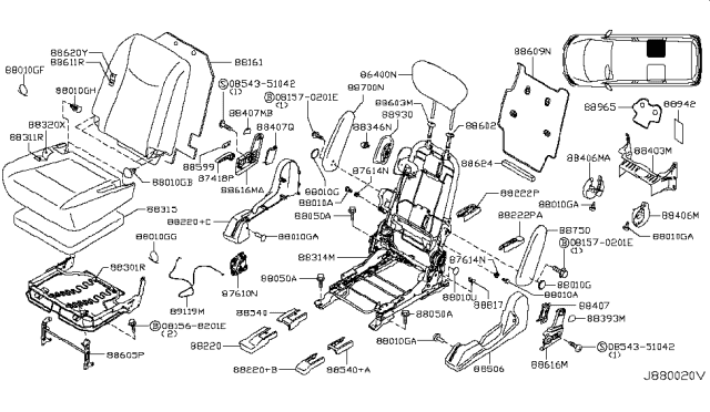 2015 Nissan Quest Trim Assy-2nd Seat Cushion,RH Diagram for 88320-3JW1C