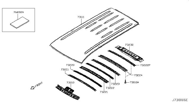 2011 Nissan Quest Roof Panel & Fitting Diagram 2