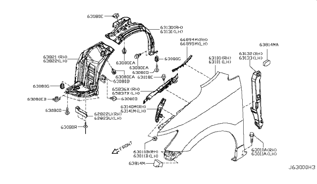 2014 Nissan Quest Front Fender & Fitting Diagram 2