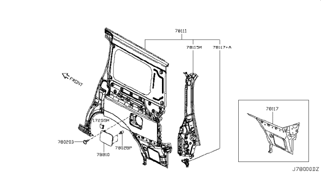 2014 Nissan Quest Rear Fender & Fitting Diagram 2