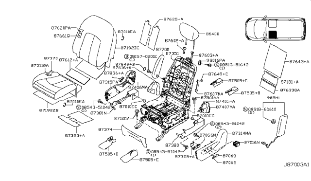 2014 Nissan Quest Front Seat Diagram 4