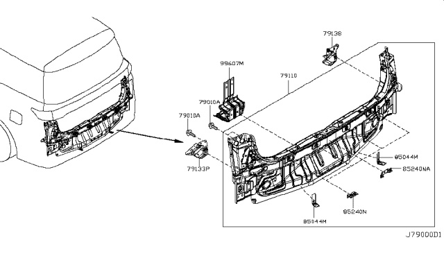 2011 Nissan Quest Rear,Back Panel & Fitting Diagram