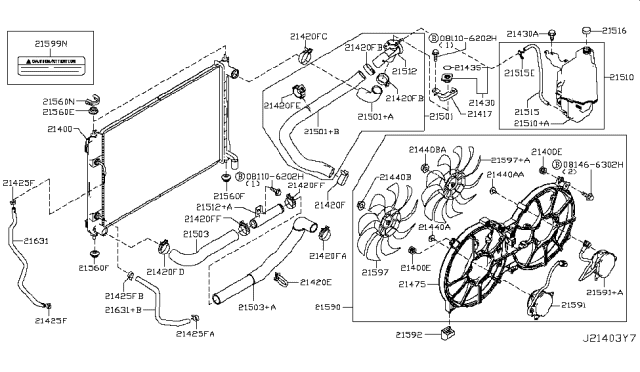 2016 Nissan Quest Radiator,Shroud & Inverter Cooling Diagram 1