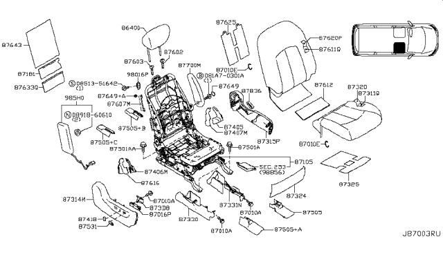 2016 Nissan Quest Front Seat Diagram 6