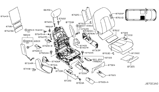 2014 Nissan Quest Front Seat Diagram 10