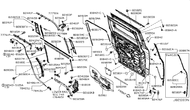 2015 Nissan Quest Slide Door Panel & Fitting Diagram 3