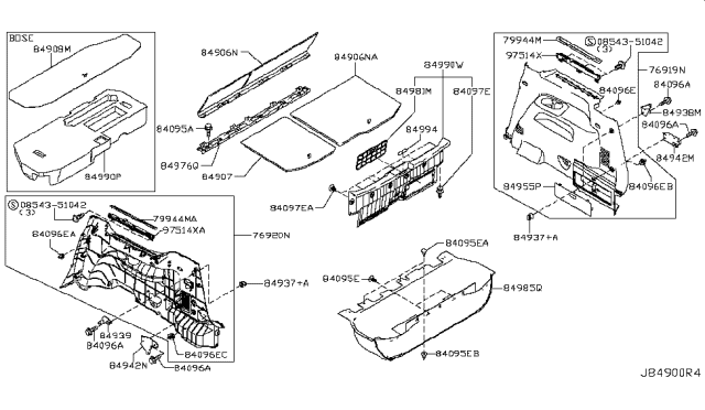 2011 Nissan Quest Trunk & Luggage Room Trimming Diagram