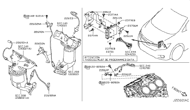2014 Nissan Quest Engine Control Module-Blank Diagram for 23703-KA45A