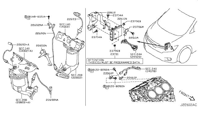 2014 Nissan Quest Heated Oxygen Sensor Diagram for 226A0-4AY0A