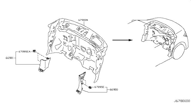 2012 Nissan Quest FINISHER Side RH Blu Diagram for 66900-1JA0B