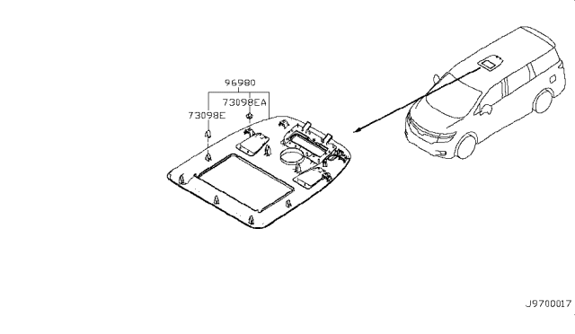 2015 Nissan Quest FINISHER Console Diagram for 96980-1JB0A