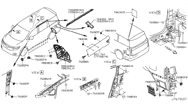 2012 Nissan Quest WEATHERSTRIP-Roof Drip RH Diagram for 76842-1JA0A