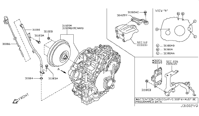 2015 Nissan Quest Auto Transmission,Transaxle & Fitting Diagram 1