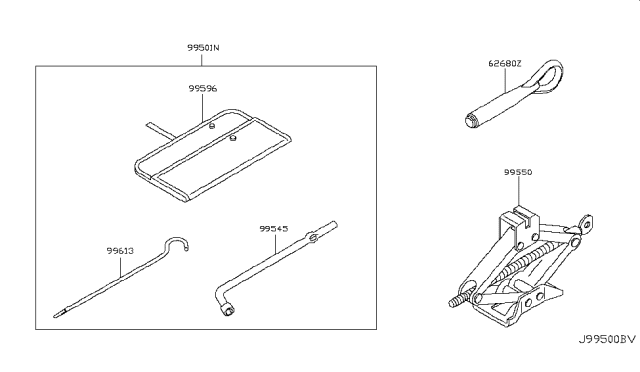 2014 Nissan Quest Tool Kit & Maintenance Manual Diagram 2