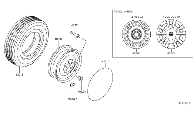 2017 Nissan Quest Road Wheel & Tire Diagram 3