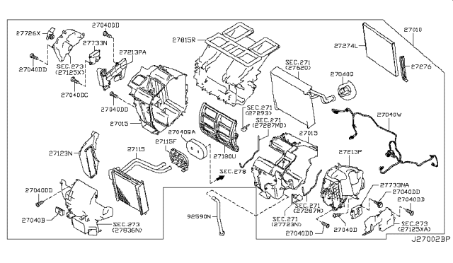 2015 Nissan Quest Heating Unit-Front Diagram for 27110-1JA0A