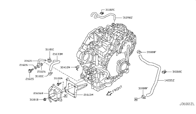 2015 Nissan Quest Hose-Breather Diagram for 31098-3NT1A