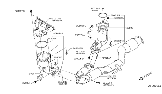 2013 Nissan Quest Catalyst Converter,Exhaust Fuel & URE In Diagram