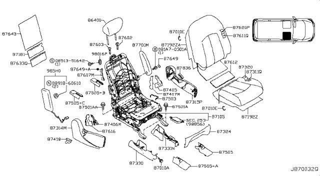 2012 Nissan Quest Front Seat Diagram 8