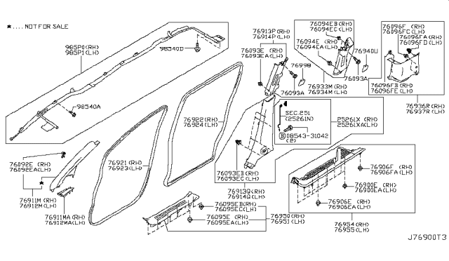 2011 Nissan Quest Plate Kick Re R Diagram for 76953-1JA0A