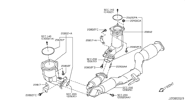 2012 Nissan Quest Catalyst Converter,Exhaust Fuel & URE In Diagram 1