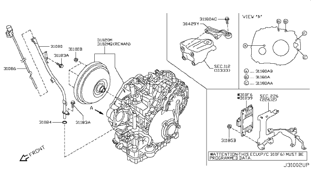 2014 Nissan Quest Auto Transmission,Transaxle & Fitting Diagram 1