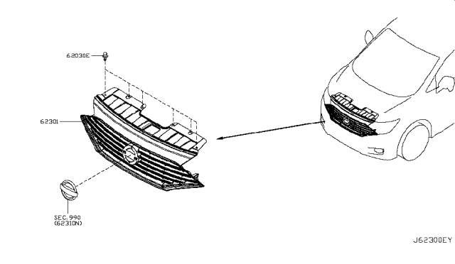 2014 Nissan Quest Front Grille Diagram 2