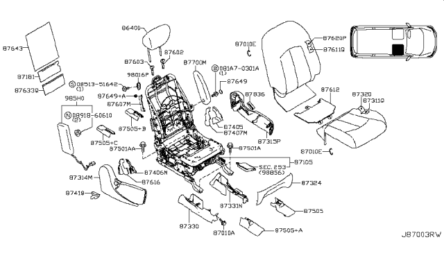 2013 Nissan Quest Front Seat Diagram 7