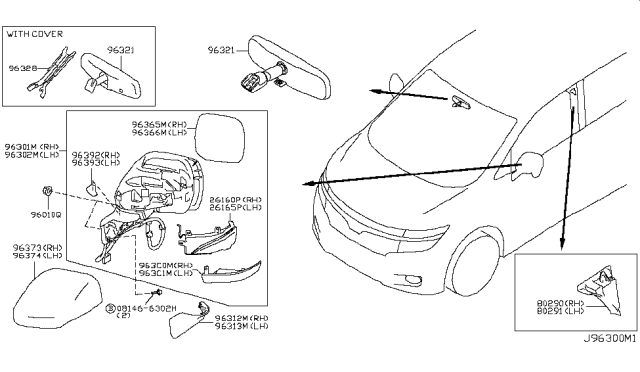 2011 Nissan Quest Mirror - Skull Cap RH Diagram for 96301-1JA4E