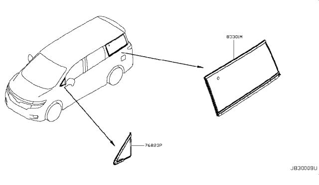 2017 Nissan Quest Glass-Opera Window,LH Diagram for 76821-1JA0B