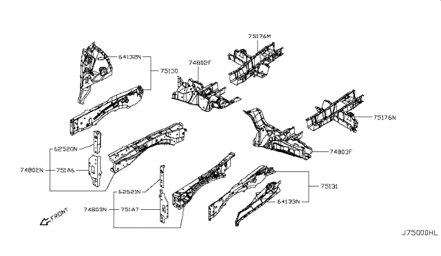 2017 Nissan Quest Member & Fitting Diagram 1