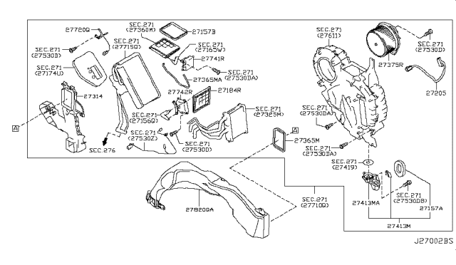 2015 Nissan Quest BLOWERASSY-Rear Diagram for 27375-1LA1A