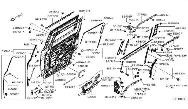 2016 Nissan Quest Slide Door Panel & Fitting Diagram 4